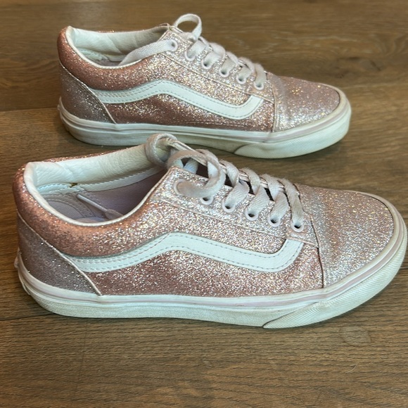 Vans Old Skool Pink Glitter Sneakers | Girls Size 3 - Picture 6 of 12